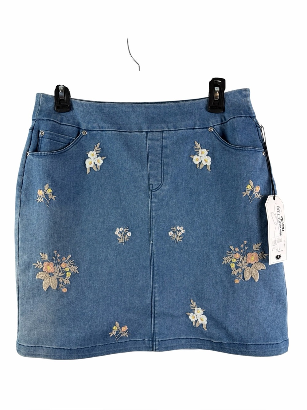 Lulu-b NWT Embroidered Blue Denim Mini Skirt